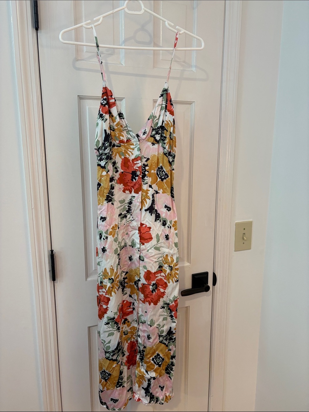 Floral Slip Maxi Dress - Pink, Red & Mustard